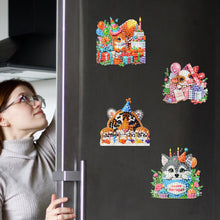 Load image into Gallery viewer, 6Pcs Acrylic Animals Birthday Diamond Painting Fridge Magnet DIY Fridge Stickers