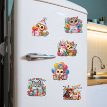 Load image into Gallery viewer, 6Pcs Acrylic Animals Birthday Diamond Painting Fridge Magnet DIY Fridge Stickers