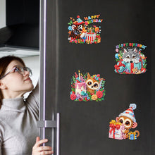 Load image into Gallery viewer, 6Pcs Acrylic Animals Birthday Diamond Painting Fridge Magnet DIY Fridge Stickers