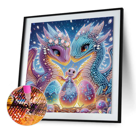 Diamond Painting - Partial Special Shaped - Easter Egg Dinosaur (30*30CM)
