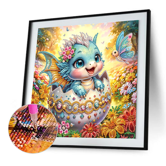 Diamond Painting - Partial Special Shaped - Easter Egg Dinosaur (30*30CM)