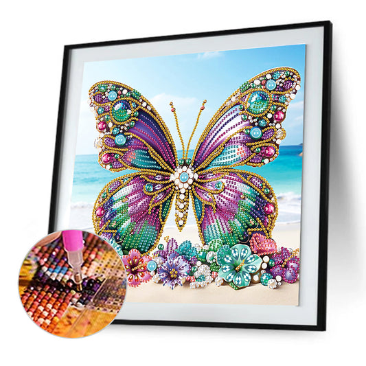 Diamond Painting - Partial Special Shaped - Beach Butterfly (30*30CM)