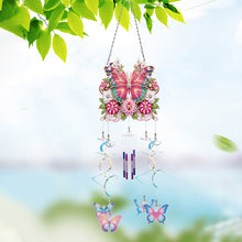 Load image into Gallery viewer, Flower Butterfly Double Sided Diamond Painting Wind Chime for Window Decor