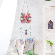 Load image into Gallery viewer, Flower Butterfly Double Sided Diamond Painting Wind Chime for Window Decor