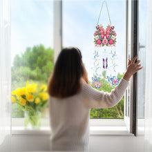 Load image into Gallery viewer, Flower Butterfly Double Sided Diamond Painting Wind Chime for Window Decor