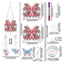 Load image into Gallery viewer, Flower Butterfly Double Sided Diamond Painting Wind Chime for Window Decor