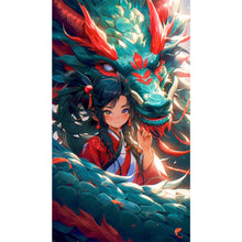 Load image into Gallery viewer, AB Diamond Painting - Full Round - Dragon And Oriental Girl (40*70CM)