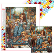 Load image into Gallery viewer, Diamond Painting - Full Square - Dog Accompanying Girl (40*50CM)