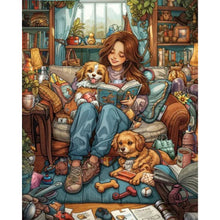 Load image into Gallery viewer, Diamond Painting - Full Square - Dog Accompanying Girl (40*50CM)