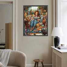 Load image into Gallery viewer, Diamond Painting - Full Square - Dog Accompanying Girl (40*50CM)