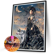 Load image into Gallery viewer, Diamond Painting - Full Round - Moon Cool Girl And Wolf (40*50CM)