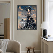 Load image into Gallery viewer, Diamond Painting - Full Round - Moon Cool Girl And Wolf (40*50CM)