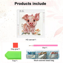 Load image into Gallery viewer, Diamond Painting - Partial Special Shaped - Paper Quilling Piglets (30*30CM)