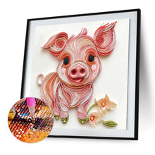 Load image into Gallery viewer, Diamond Painting - Partial Special Shaped - Paper Quilling Piglets (30*30CM)