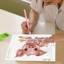 Load image into Gallery viewer, Diamond Painting - Partial Special Shaped - Paper Quilling Piglets (30*30CM)