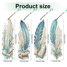 Load image into Gallery viewer, 4Pcs Special Shape Feathers Diamond Painting Bookmark Making Kit for Book Lovers