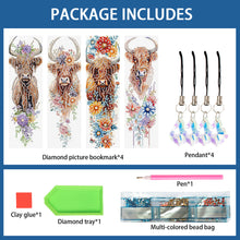 Load image into Gallery viewer, 4Pcs Special Shape Book Dinosaur Diamond Painting Bookmark for Adults Beginners