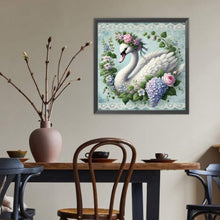 Load image into Gallery viewer, Diamond Painting - Full Round - White Swan With Flowers (40*40CM)