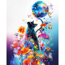 Load image into Gallery viewer, Diamond Painting - Full Round - Flower Black Cat (40*50CM)