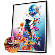 Load image into Gallery viewer, Diamond Painting - Full Round - Flower Black Cat (40*50CM)