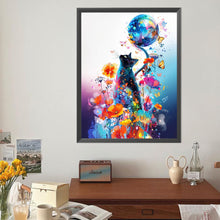 Load image into Gallery viewer, Diamond Painting - Full Round - Flower Black Cat (40*50CM)
