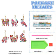 Load image into Gallery viewer, 6Pcs Double Sided Special Shape Animals Diamond Art Keyring for Beginners Adults