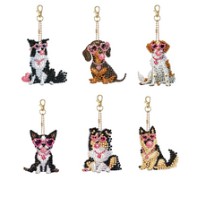 Load image into Gallery viewer, 6Pcs Double Sided Special Shape Animals Diamond Art Keyring for Beginners Adults