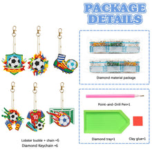 Load image into Gallery viewer, 6Pcs Acrylic Double Sided Football Diamond Art Keyring Diamond Painting Keychain