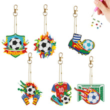 Load image into Gallery viewer, 6Pcs Acrylic Double Sided Football Diamond Art Keyring Diamond Painting Keychain