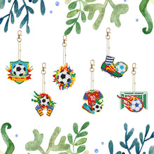 Load image into Gallery viewer, 6Pcs Acrylic Double Sided Football Diamond Art Keyring Diamond Painting Keychain