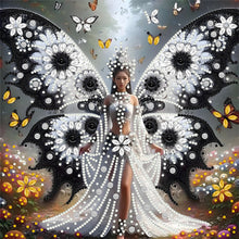 Load image into Gallery viewer, Diamond Painting - Partial Special Shaped - White And Black Butterfly Girl (30*30CM)