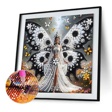 Load image into Gallery viewer, Diamond Painting - Partial Special Shaped - White And Black Butterfly Girl (30*30CM)