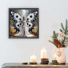 Load image into Gallery viewer, Diamond Painting - Partial Special Shaped - White And Black Butterfly Girl (30*30CM)