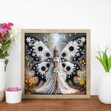 Load image into Gallery viewer, Diamond Painting - Partial Special Shaped - White And Black Butterfly Girl (30*30CM)