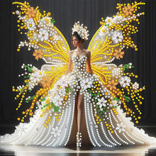 Load image into Gallery viewer, Diamond Painting - Partial Special Shaped - White And Gold Butterfly Girl (30*30CM)