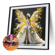 Load image into Gallery viewer, Diamond Painting - Partial Special Shaped - White And Gold Butterfly Girl (30*30CM)