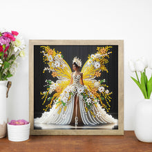 Load image into Gallery viewer, Diamond Painting - Partial Special Shaped - White And Gold Butterfly Girl (30*30CM)