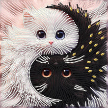 Load image into Gallery viewer, Diamond Painting - Partial Special Shaped - Black And White Tai Chi Cat (30*30CM)