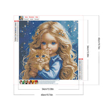 Load image into Gallery viewer, Diamond Painting - Full Round - Girl And Cat (40*40CM)