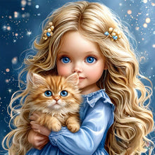 Load image into Gallery viewer, Diamond Painting - Full Round - Girl And Cat (40*40CM)