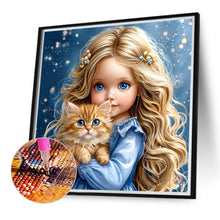 Load image into Gallery viewer, Diamond Painting - Full Round - Girl And Cat (40*40CM)