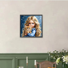 Load image into Gallery viewer, Diamond Painting - Full Round - Girl And Cat (40*40CM)