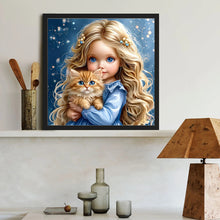 Load image into Gallery viewer, Diamond Painting - Full Round - Girl And Cat (40*40CM)