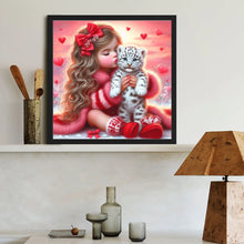 Load image into Gallery viewer, Diamond Painting - Full Round - Love Girl And White Tiger (40*40CM)