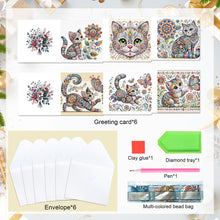Load image into Gallery viewer, 6Pcs DIY Diamond Painting Greeting Card with Envelope 5D DIY Drill Painting Card
