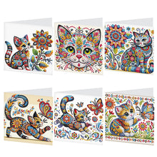 Load image into Gallery viewer, 6Pcs DIY Diamond Painting Greeting Card with Envelope 5D DIY Drill Painting Card