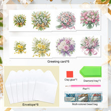 Load image into Gallery viewer, 6Pcs DIY Diamond Painting Greeting Card with Envelope 5D DIY Drill Painting Card