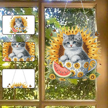 Load image into Gallery viewer, Cat DIY Diamond Art Pendant Kit Diamond Painting Hanging Pendant for Wall Window