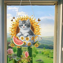 Load image into Gallery viewer, Cat DIY Diamond Art Pendant Kit Diamond Painting Hanging Pendant for Wall Window