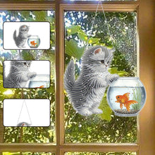 Load image into Gallery viewer, Cat DIY Diamond Art Pendant Kit Diamond Painting Hanging Pendant for Wall Window